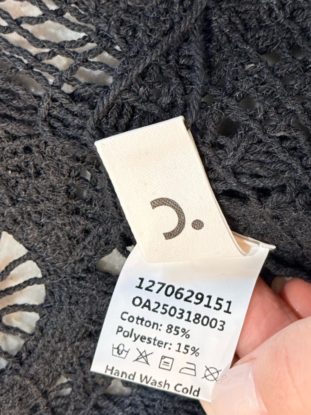 NWT Women’s COMMENSE black crocheted sweater top- Size Small - Picture 9 of 12
